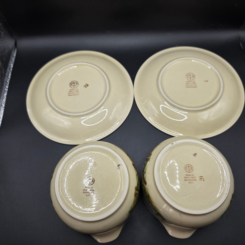 Vintage CP Colditz GDR East Germany Bird Hawk Soup Bowls and Saucers Set of 2 - Picture 4 of 16
